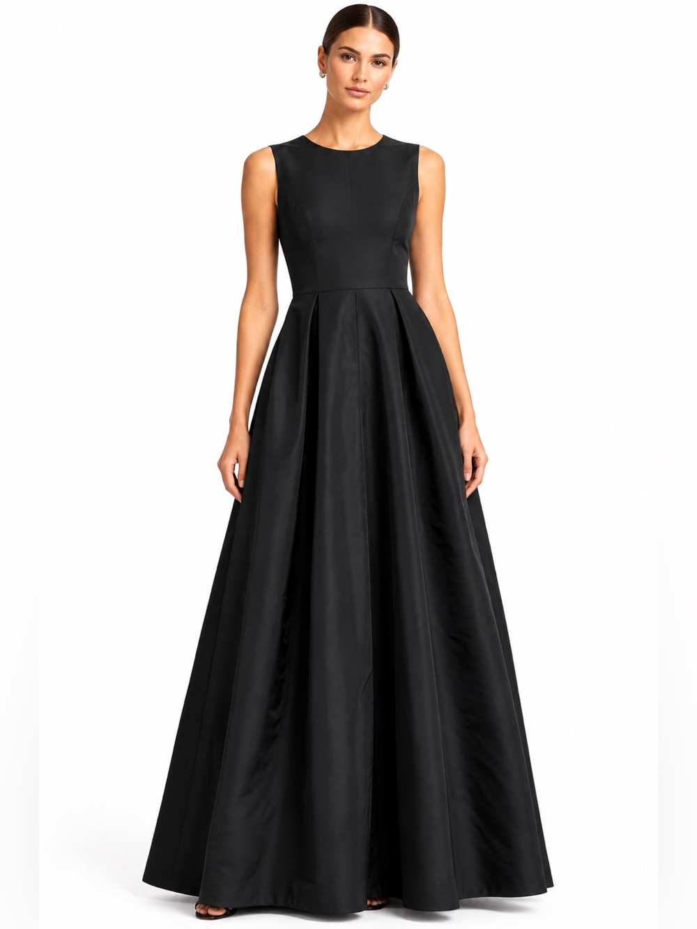 Lafayette 148 Maxi Dress Women Size 14 Black NWT Satin Sleeveless Gown